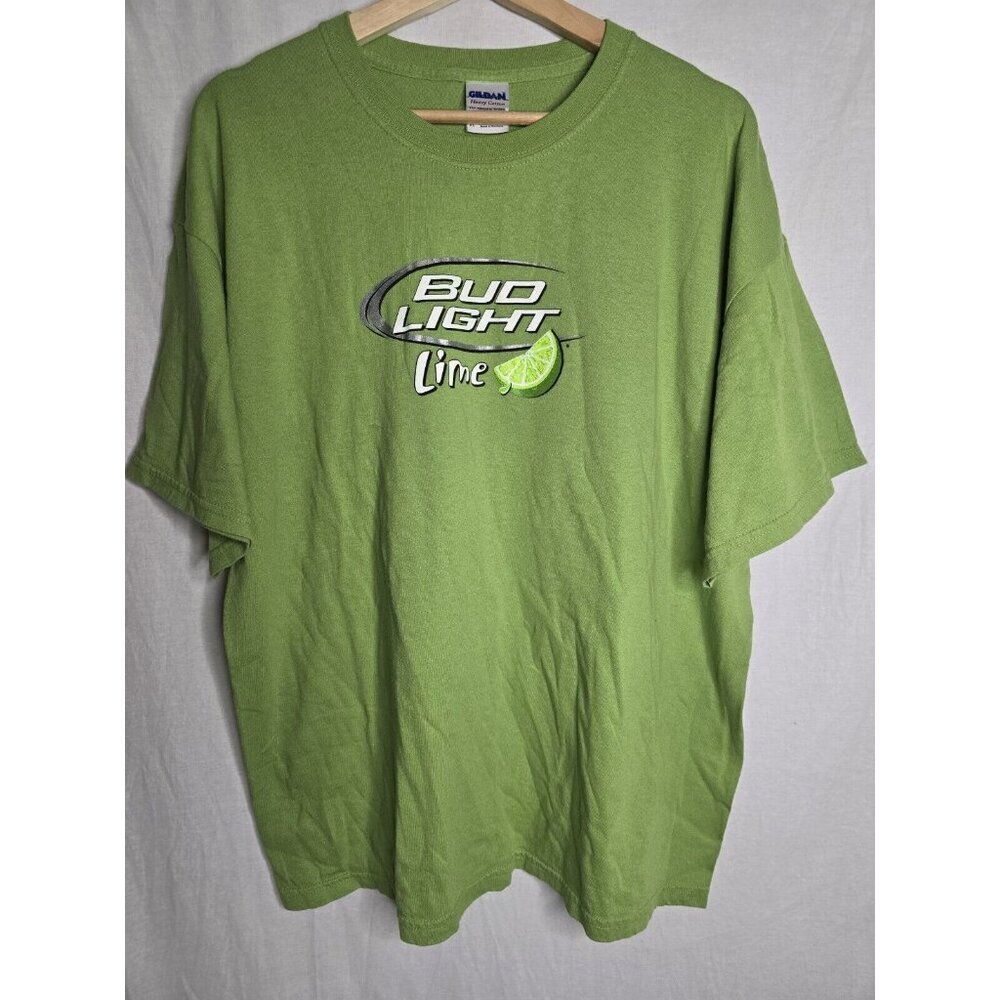 Vintage BUD LIGHT LIME Gildan Shirt Green XL 100% Cotton